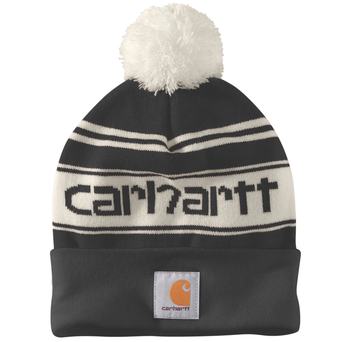 Carhartt Unisex Strickmütze Mit Bommel Pom-Pom Cuffed Logo 1 Carhartt Unisex Strickmütze Mit Bommel Pom-Pom Cuffed Logo