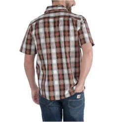 Carhartt Herren Hemd Essential Open Collar Plaid Short-Sleeve -Carhartt Arbeitswelt Verkaufsgeschäft 10017831 carhartt essential hemd beige rot 02