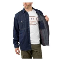 Carhartt Herren Hemdjacke Denim Fleece Lines Snap-Front 6 Carhartt Herren Hemdjacke Denim Fleece Lines Snap-Front -Carhartt Arbeitswelt Verkaufsgeschäft 10018256 Carhartt Denim Fleece Lines Snap Front Shirt 03