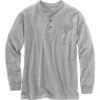 Carhartt Heavyweight Longsleeve Henley Pocket Grau Meliert