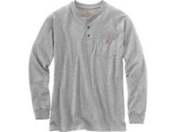 Carhartt Heavyweight Longsleeve Henley Pocket Grau Meliert