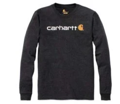 Carhartt Heavyweight Longsleeve Logo Graphic Carbon Grau Meliert