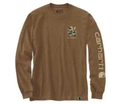 Carhartt Heavyweight Longsleeve Camo Logo Graphic Braun Meliert